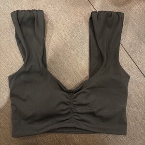 Black ruched sports bra